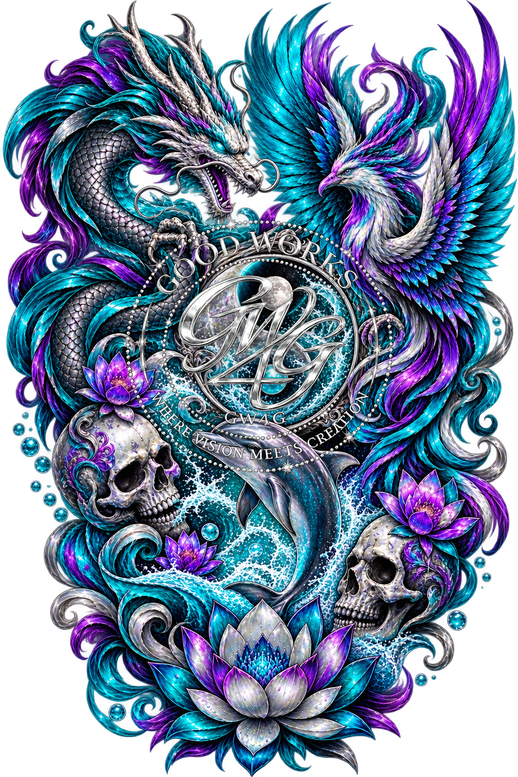 Dragon Phoenix & Dolphin Fantasy PNG