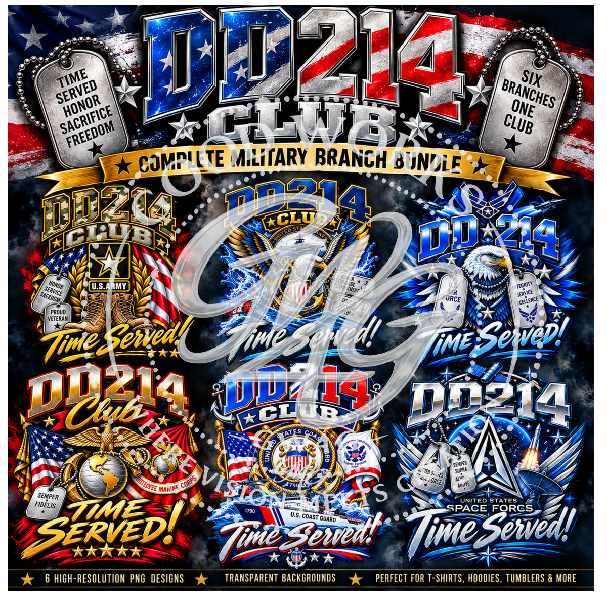 DD214 CLUB – Complete Military Branch Digital Design Bundle