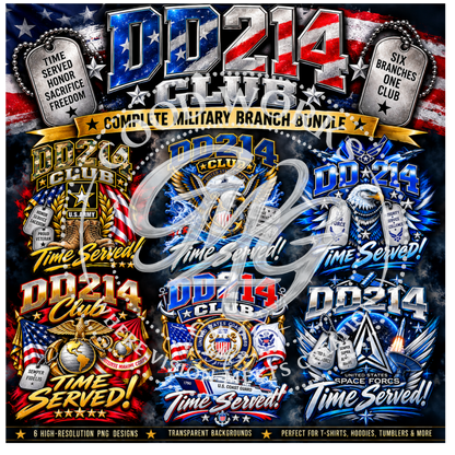 DD214 CLUB – Complete Military Branch Digital Design Bundle
