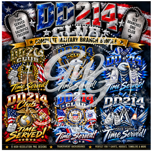 DD214 CLUB – Complete Military Branch Digital Design Bundle