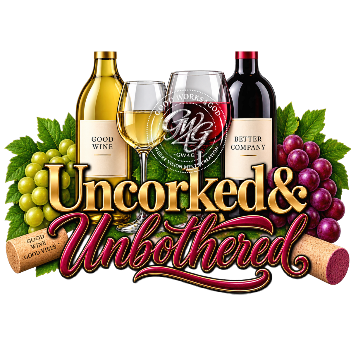 Uncorked & Unbothered – 3 Design Wine PNG Bundle