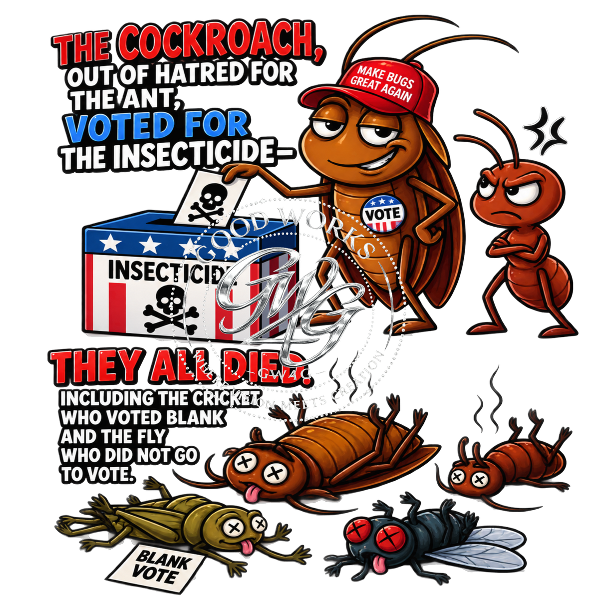 The Cockroach Voted for the Insecticide – Funny Political Satire PNG Digital Download