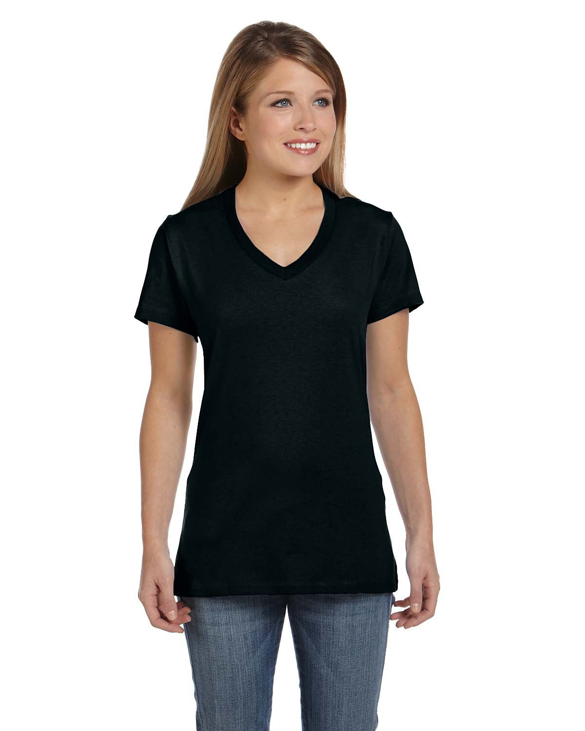 Hanes Lady V-neck B2BW